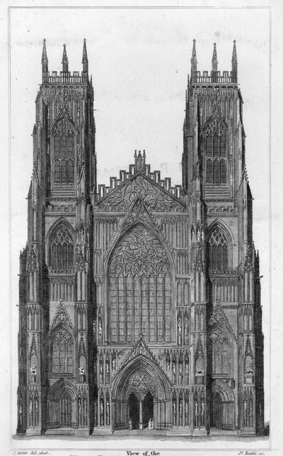 Veduta della facciata ovest della cattedrale di York, inciso da James Basire II, 1806 da John Carter